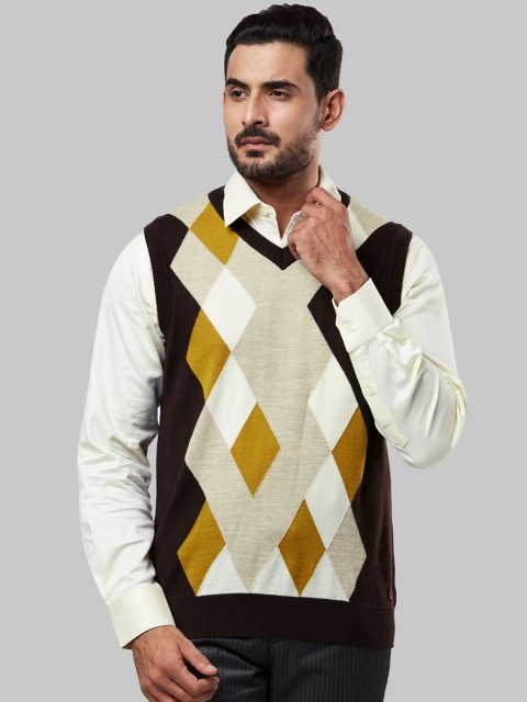 

Raymond Men Brown & Beige Argyle Pattern Sweater Vest