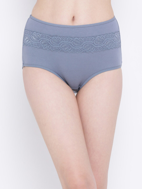 

Clovia Women Grey Lace High Waist Hipster Briefs PN3402K053XL
