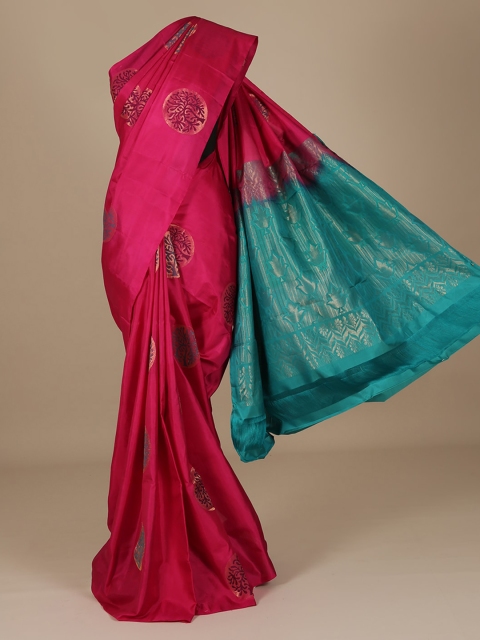 

Pothys Pink & Green Pure Silk Woven Design Saree
