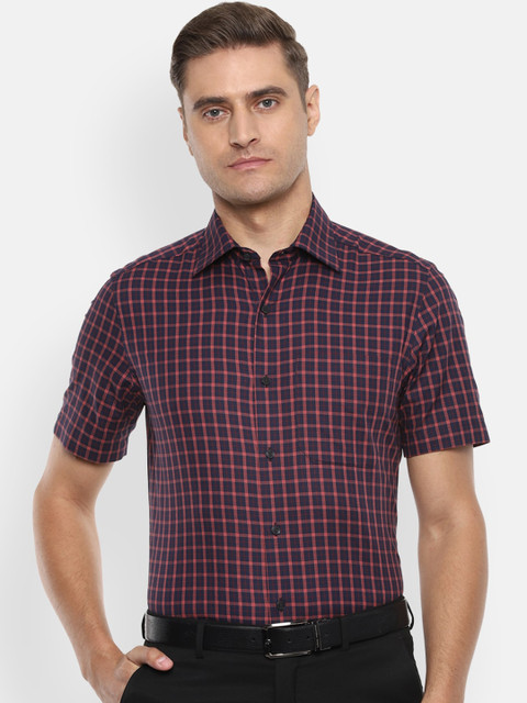 

Louis Philippe Men Maroon & Navy Blue Regular Fit Checked Formal Shirt