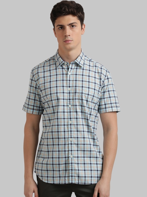 

Parx Men Blue Slim Fit Checked Casual Shirt