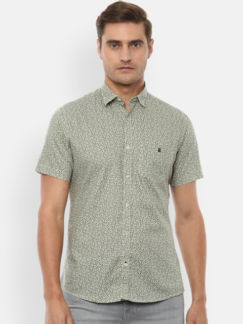 

Louis Philippe Sport Men Olive Green & Off-White Slim Fit Printed Casual Shirt