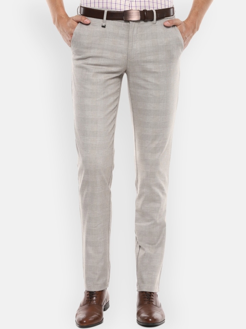 

Van Heusen Men Grey Slim Fit Checked Formal Trousers