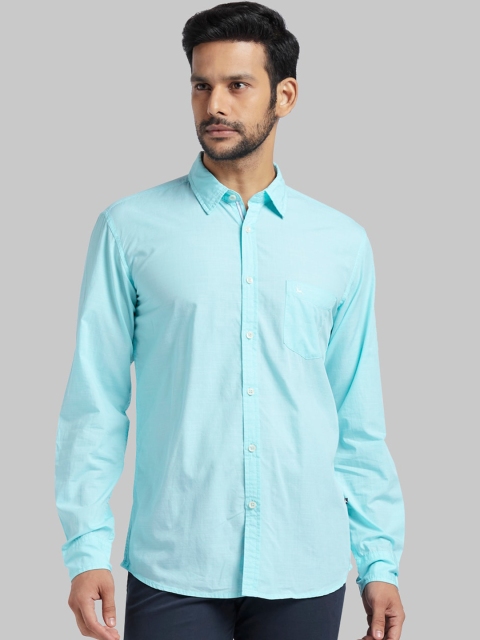 

Parx Men Turquoise Blue Slim Fit Solid Casual Shirt
