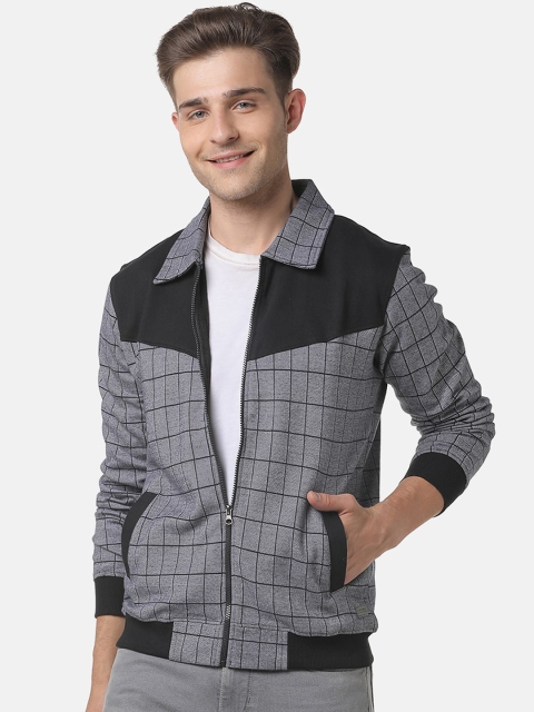 

Campus Sutra Men Grey Checked Windcheater Bomber