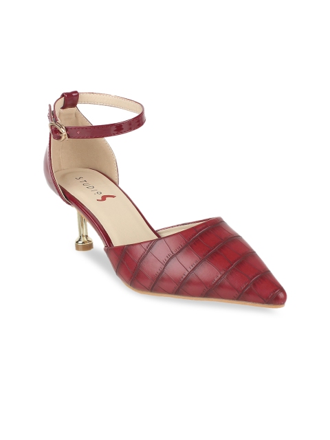 

STEPpings Women Maroon Textured Pumps