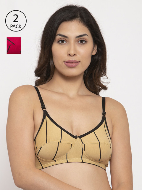 

Innocence Pack Of 2 Beige & Pink Printed Non-Padded Non-Wired Everyday Bras-BBAPLIN90632