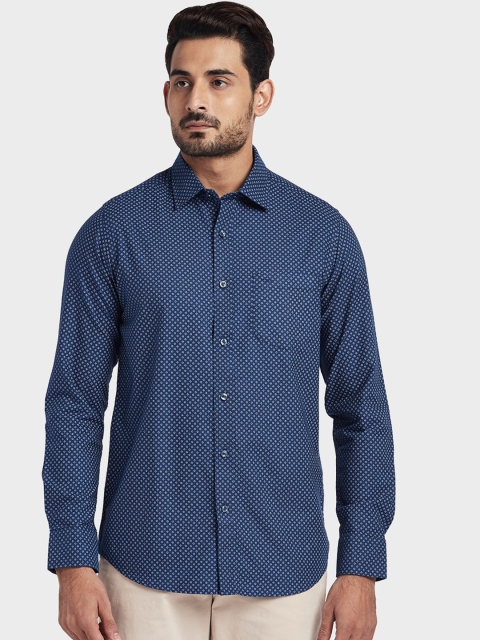 

ColorPlus Men Navy Blue & White Regular Fit Printed Casual Shirt