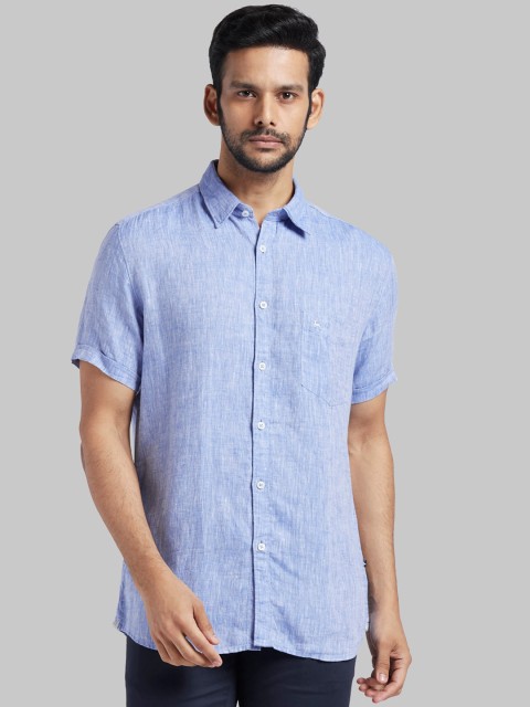 

Parx Men Blue Slim Fit Self Design Casual Shirt