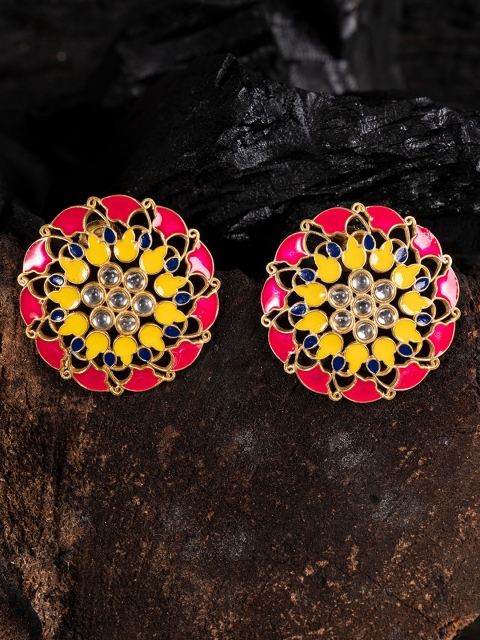 

Shoshaa Yellow & Pink Gold Plated Handcrafted Circular Studs
