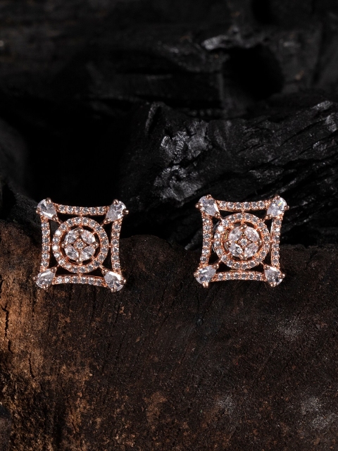 

Shoshaa Rose Gold & Silver-Toned Square Studs