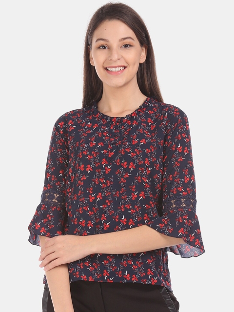

Cherokee Women Navy Blue Printed Top