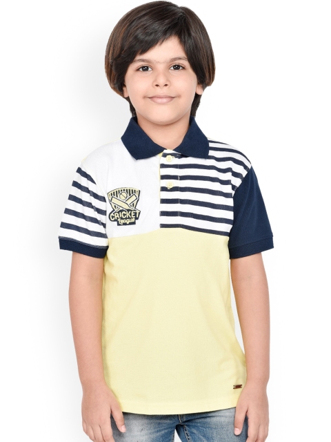 

ORANGE PUMPKKIN Boys Yellow Colourblocked Polo Collar T-shirt