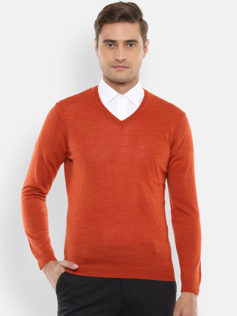 

Van Heusen Men Orange Solid Woolen Pullover Sweater