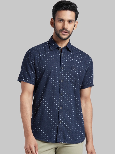 

Parx Men Blue Slim Fit Printed Casual Shirt