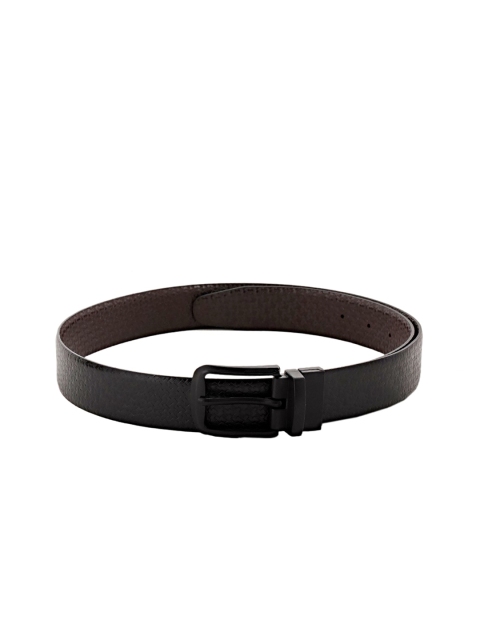 

WELBAWT Men Black Textured Leather Belt