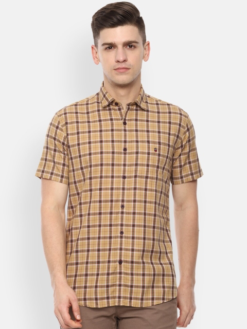

Louis Philippe Sport Men Beige & Brown Slim Fit Checked Casual Shirt