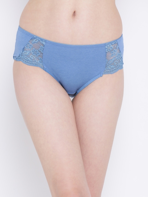 

Clovia Women Blue Lace Trimmed Hipster Briefs PN2705P12M