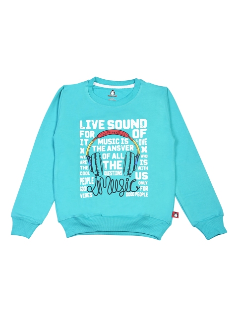 CRAZYPENGUIN Boys Blue Printed Sweatshirt