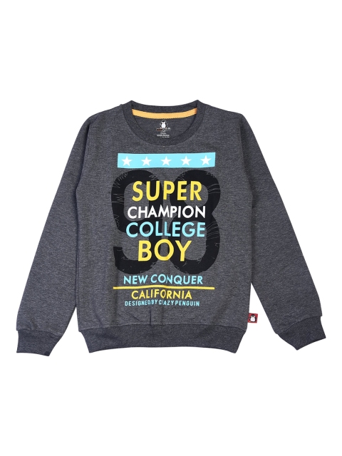 

CRAZYPENGUIN Boys Grey & Blue Printed Sweatshirt