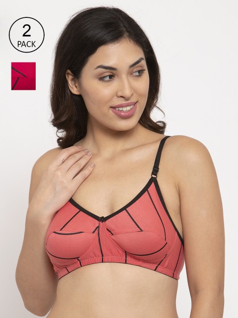 

Innocence Pack Of 2 Printed Non-Padded Non-Wired Everyday Bras BBAPLIN90620, Peach