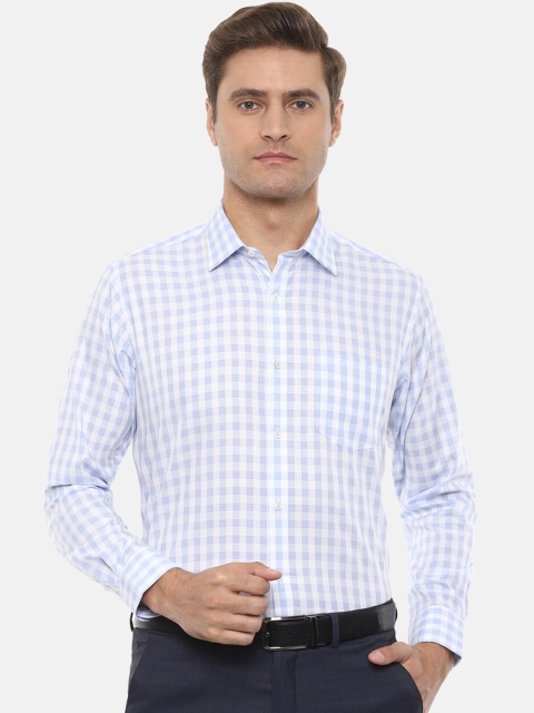 

Van Heusen Men Blue & Off-White Regular Fit Checked Formal Shirt