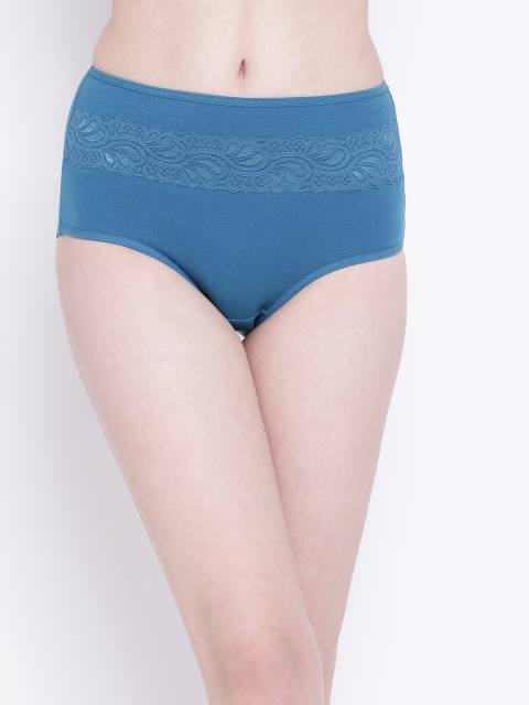 

Clovia Teal Blue High Waist Hipster Lace Trimmed Briefs PN3402I083XL