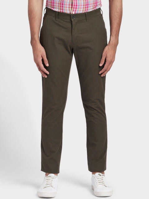 

ColorPlus Men Olive Green Solid Chinos
