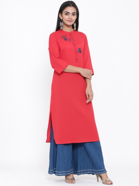 

PIROH Women Red Embroidered Kurta with Palazzos