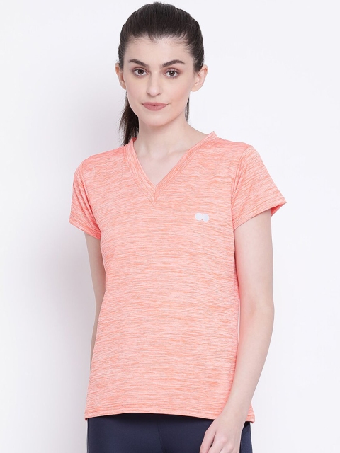 

Clovia Women Orange Solid Polo Collar T-shirt