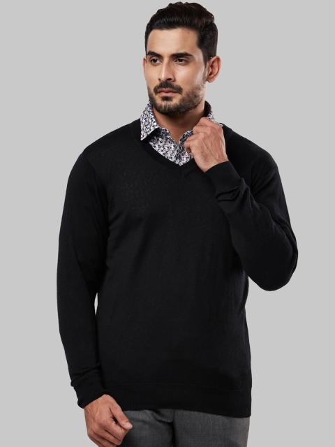

Raymond Men Black Solid Pullover Sweater