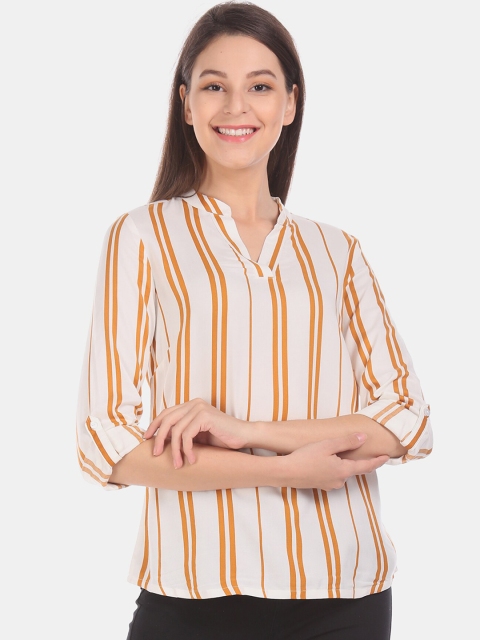 

Cherokee Women Cream-Coloured Striped Top