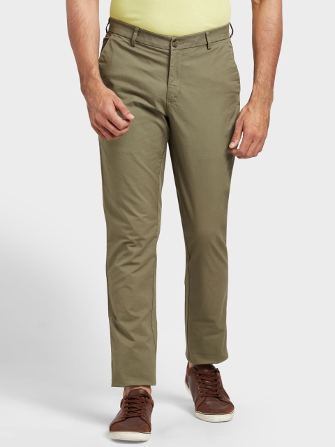 

ColorPlus Men Olive Green Regular Fit Solid Regular Trousers