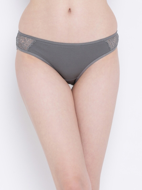

Clovia Women Grey Lace Trimmed Low Rise Bikini Briefs PN2808P01S