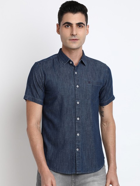 

TED HARBOR Men Blue Slim Fit Solid Casual Shirt