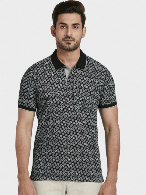 

ColorPlus Men Black Printed Polo Collar T-shirt