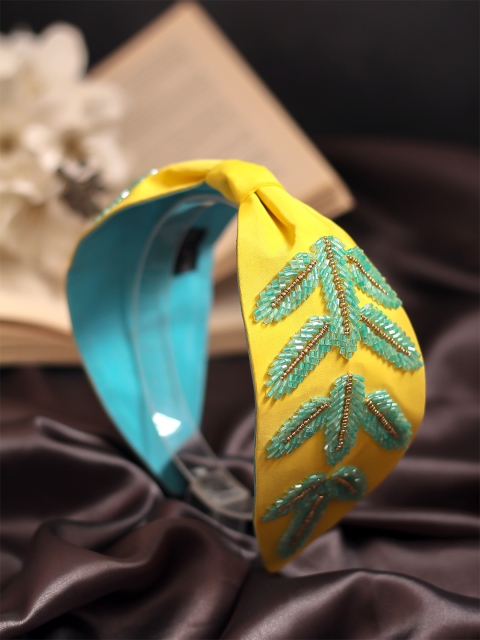 

Bellofox Women Yellow Hand-Embroidered Tyra Luxe Headband