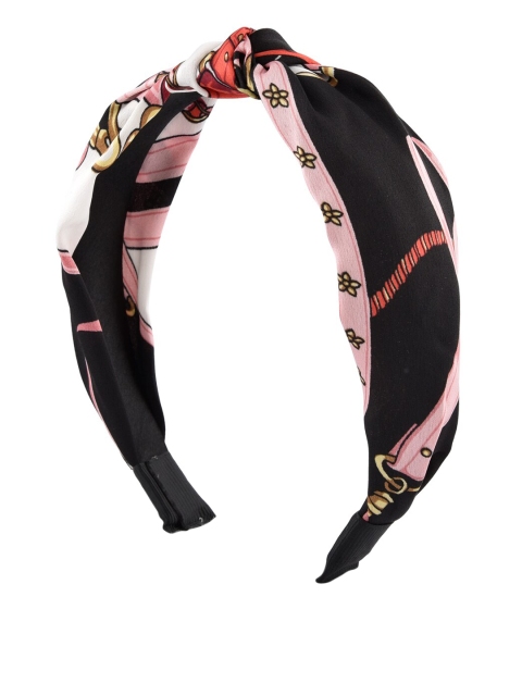 

ToniQ Women Black & Pink Floral Print Knot Detailed Hairband