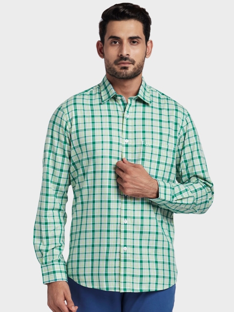 

ColorPlus Men Green Tailored Fit Checked Casual Shirt