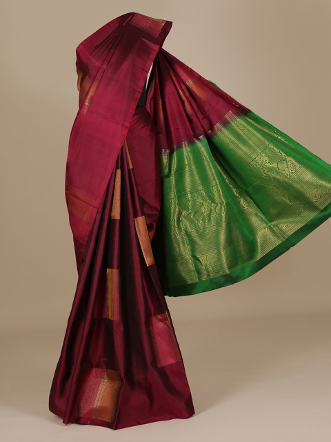 

Pothys Magenta & Green Pure Silk Woven Design Saree