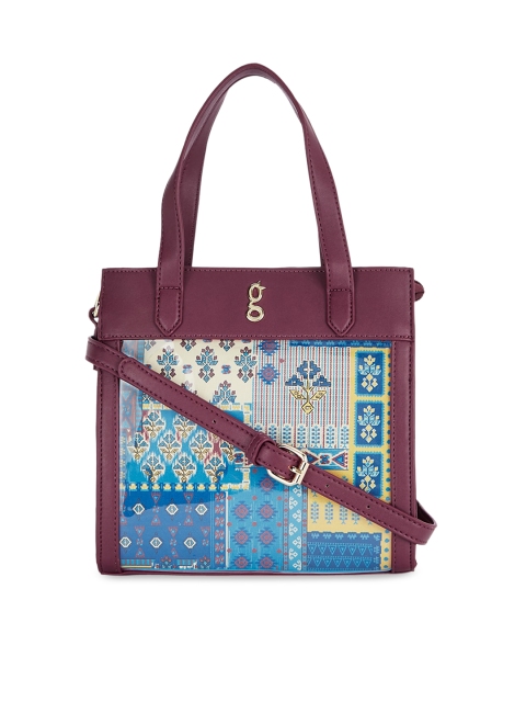 

Global Desi Maroon Printed Tote Bag