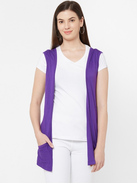 

Juliet Women Purple Solid Open-Front Shrug