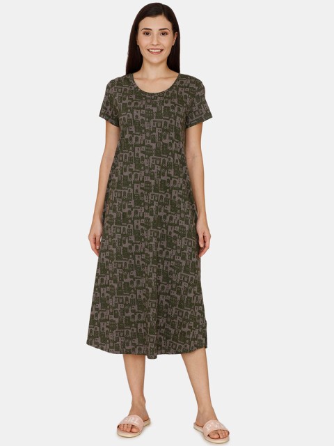 

Zivame Grey Printed Sleepshirt