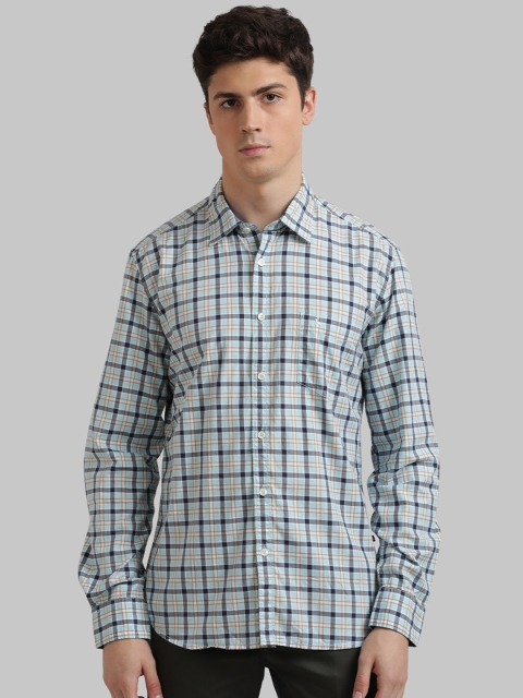 

Parx Men Blue & Beige Slim Fit Checked Casual Shirt