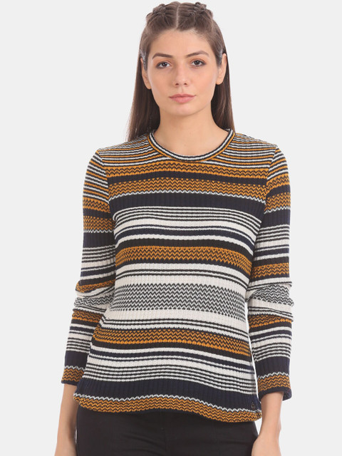 

Cherokee Women Black & Brown Striped Top