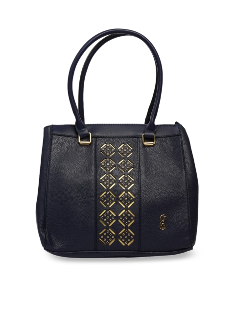

Global Desi Navy Blue Solid Handheld Bag