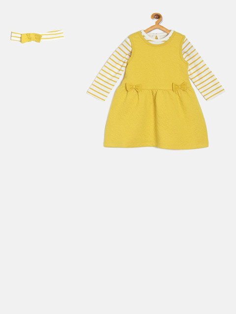 

MINI KLUB Girls Yellow Solid A-Line Dress