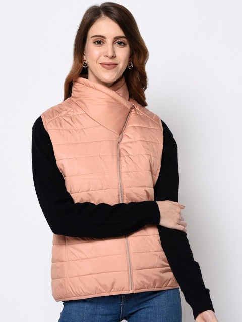 

METTLE Women Orange Printed Padded Jacket