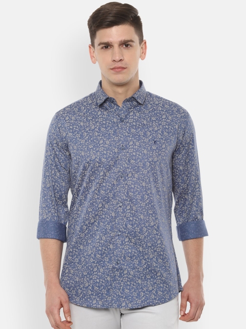 

V Dot Men Blue & Grey Slim Fit Printed Casual Shirt