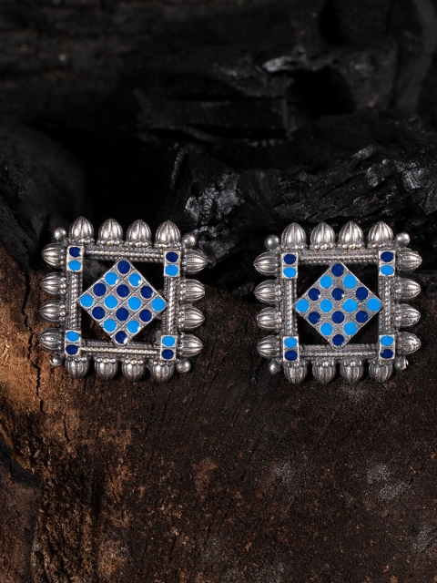 

Shoshaa Silver-Plated & Blue Geometric Studs